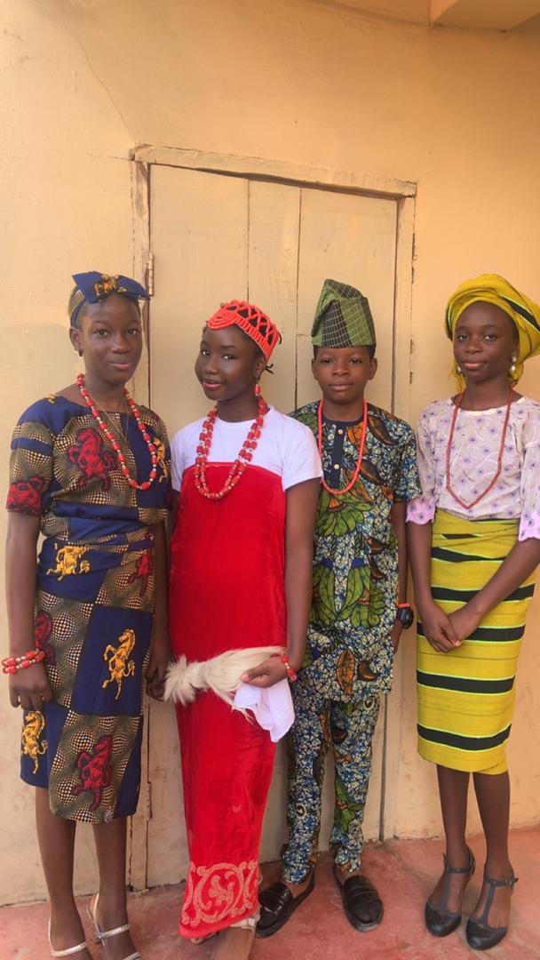 Pupils dressed in traditional attire for cultural day